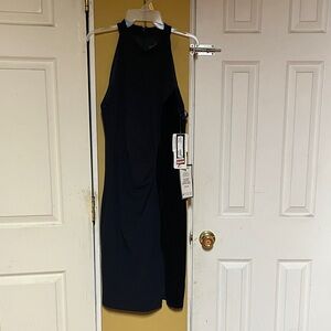 Betsy & Adam Dark Navy Sleeveless Midi Sheath Dress